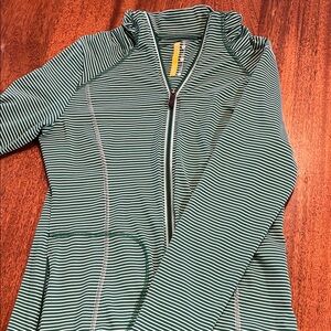 Lole Green Striped Zip-Up Jacket
